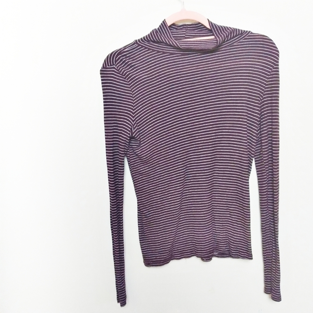 American Eagle Soft & Sexy Ribbed Striped Mock Neck Long Sleeve Top Size XS